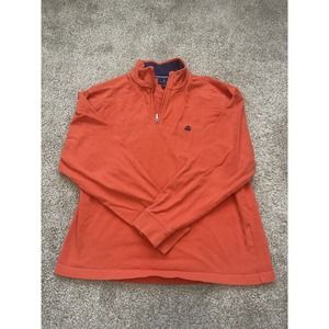 Brooks Brothers Sweater Mens Large Orange Long Sleeve Cotton 1/4 Zip